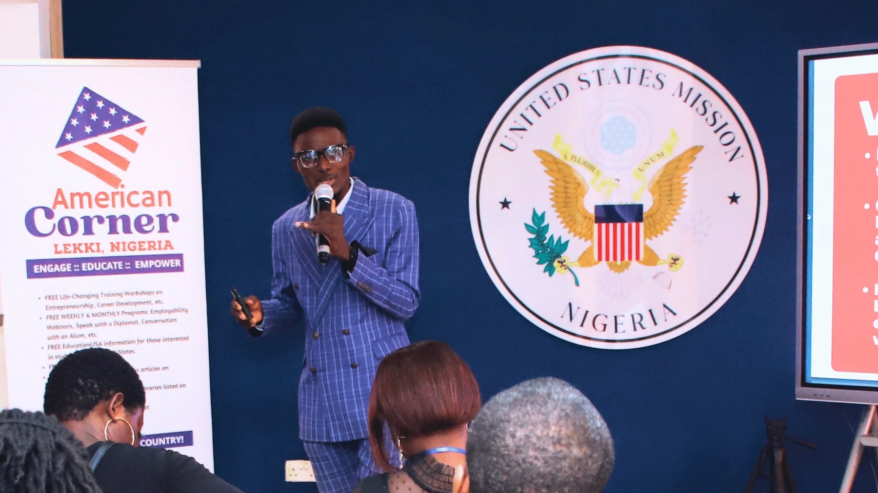 Speaking at American Corner, Lekki