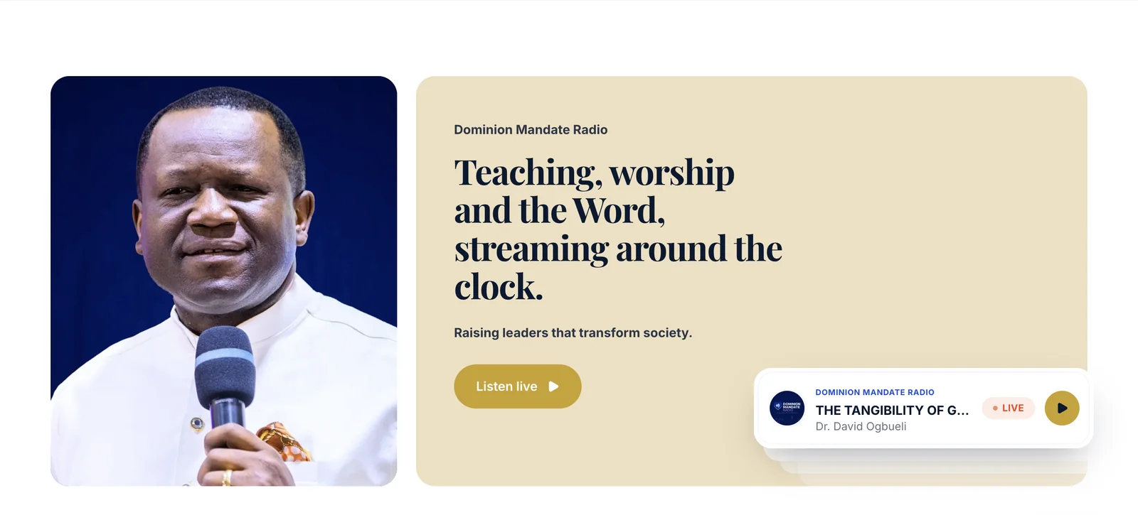 Dominion Mandate Radio: teaching, worship and the Word, streaming around the clock