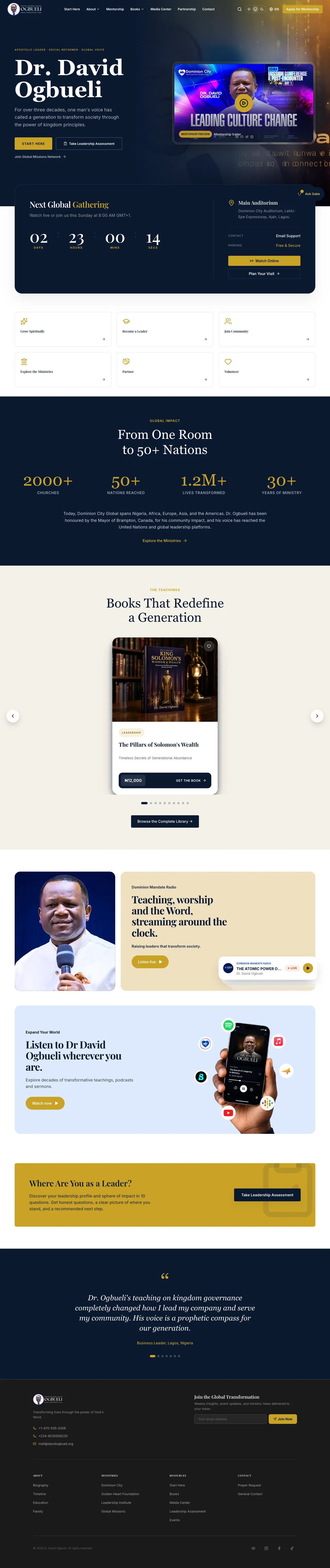 The Dr. David Ogbueli platform, top to bottom